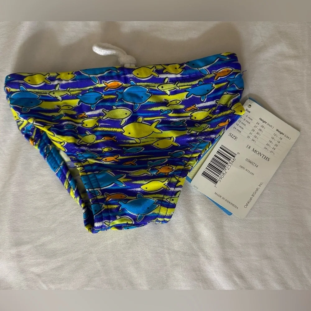 Oshkosh Colorful Fish‎ Print Baby Swim Trunks Size 18M